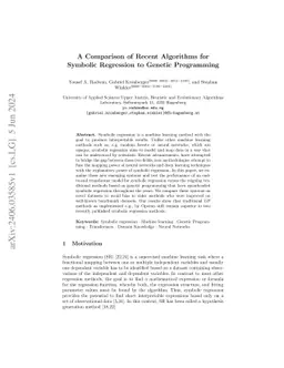 A Comparison of Recent Algorithms for Symbolic Regression to Genetic
  Programming