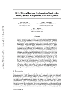 BEACON: A Bayesian Optimization Strategy for Novelty Search in Expensive Black-Box Systems
