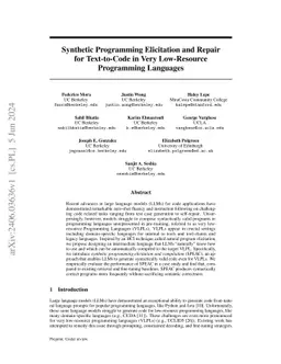 Synthetic Programming Elicitation and Repair for Text-to-Code in Very
  Low-Resource Programming Languages