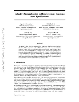 Inductive Generalization in Reinforcement Learning from Specifications