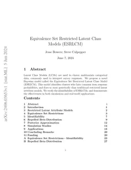 Equivalence Set Restricted Latent Class Models (ESRLCM)