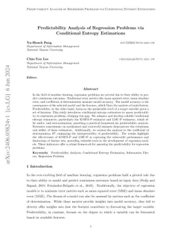 Predictability Analysis of Regression Problems via Conditional Entropy
  Estimations