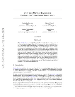 Why the Metric Backbone Preserves Community Structure