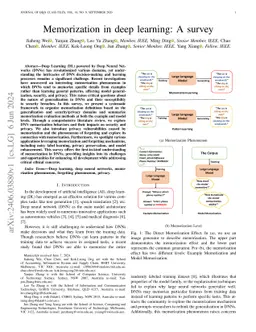 Memorization in deep learning: A survey