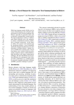 HeSum: a Novel Dataset for Abstractive Text Summarization in Hebrew