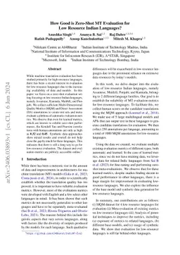 How Good is Zero-Shot MT Evaluation for Low Resource Indian Languages?