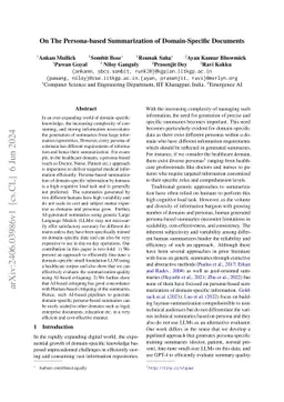 On The Persona-based Summarization of Domain-Specific Documents