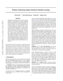Position: Embracing Negative Results in Machine Learning