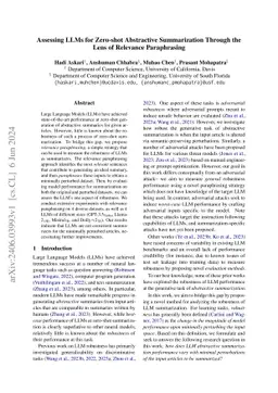 Assessing LLMs for Zero-shot Abstractive Summarization Through the Lens of Relevance Paraphrasing