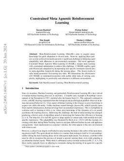 Constrained Meta Agnostic Reinforcement Learning