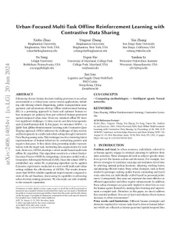 Urban-Focused Multi-Task Offline Reinforcement Learning with Contrastive
  Data Sharing