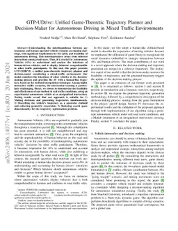 GTP-UDrive: Unified Game-Theoretic Trajectory Planner and Decision-Maker
  for Autonomous Driving in Mixed Traffic Environments