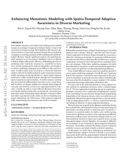 Enhancing Monotonic Modeling with Spatio-Temporal Adaptive Awareness in Diverse Marketing