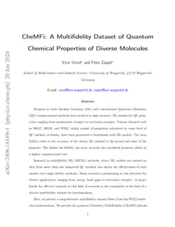 CheMFi: A Multifidelity Dataset of Quantum Chemical Properties of
  Diverse Molecules