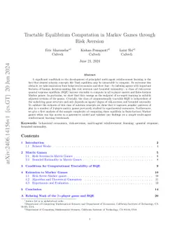 Tractable Equilibrium Computation in Markov Games through Risk Aversion