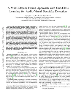 A Multi-Stream Fusion Approach with One-Class Learning for Audio-Visual
  Deepfake Detection