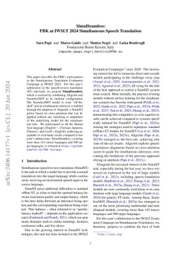 SimulSeamless: FBK at IWSLT 2024 Simultaneous Speech Translation