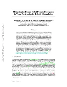 Mitigating the Human-Robot Domain Discrepancy in Visual Pre-training for Robotic Manipulation
