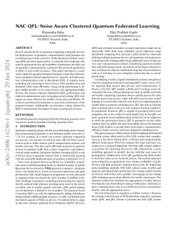 NAC-QFL: Noise Aware Clustered Quantum Federated Learning