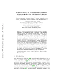 Reproducibility in Machine Learning-based Research: Overview, Barriers and Drivers