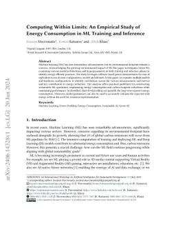 Computing Within Limits: An Empirical Study of Energy Consumption in ML
  Training and Inference