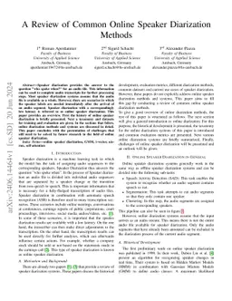 A Review of Common Online Speaker Diarization Methods