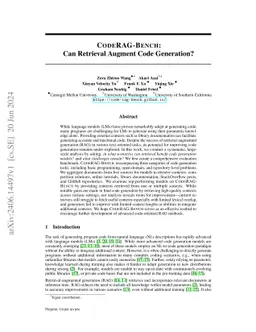 CodeRAG-Bench: Can Retrieval Augment Code Generation?