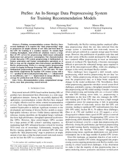 PreSto: An In-Storage Data Preprocessing System for Training
  Recommendation Models
