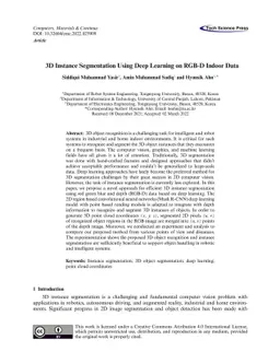 3D Instance Segmentation Using Deep Learning on RGB-D Indoor Data