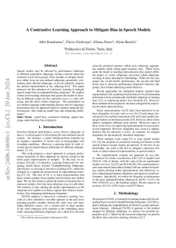 A Contrastive Learning Approach to Mitigate Bias in Speech Models