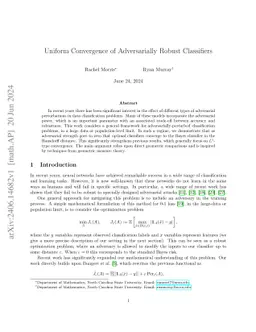 Uniform Convergence of Adversarially Robust Classifiers