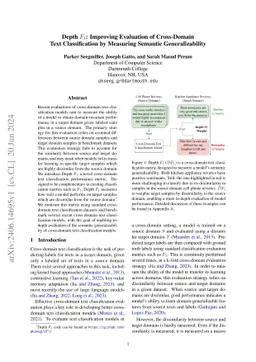 Depth $F_1$: Improving Evaluation of Cross-Domain Text Classification by
  Measuring Semantic Generalizability