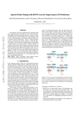 Speech Prefix-Tuning with RNNT Loss for Improving LLM Predictions