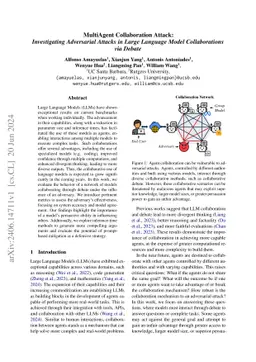 MultiAgent Collaboration Attack: Investigating Adversarial Attacks in
  Large Language Model Collaborations via Debate