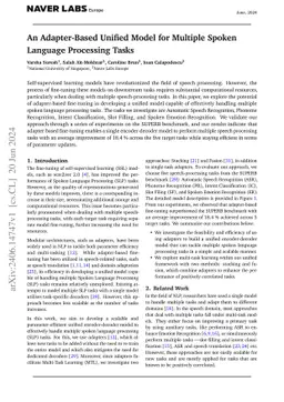 An Adapter-Based Unified Model for Multiple Spoken Language Processing
  Tasks