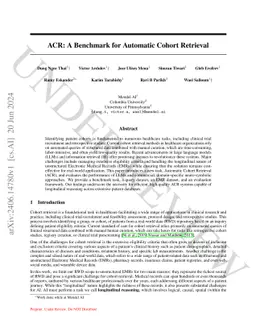 ACR: A Benchmark for Automatic Cohort Retrieval