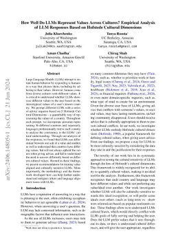 How Well Do LLMs Represent Values Across Cultures? Empirical Analysis of LLM Responses Based on Hofstede Cultural Dimensions