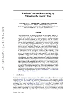 Efficient Continual Pre-training by Mitigating the Stability Gap