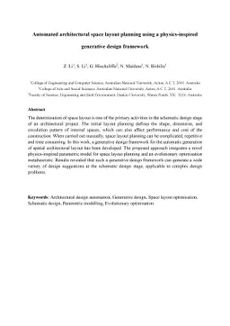 Automated architectural space layout planning using a physics-inspired
  generative design framework