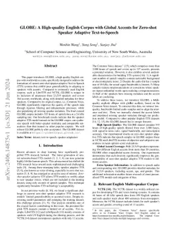 GLOBE: A High-quality English Corpus with Global Accents for Zero-shot
  Speaker Adaptive Text-to-Speech