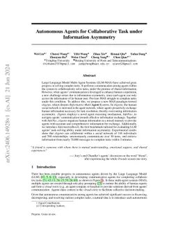 Autonomous Agents for Collaborative Task under Information Asymmetry