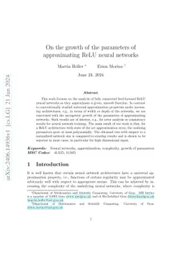 On the growth of the parameters of approximating ReLU neural networks