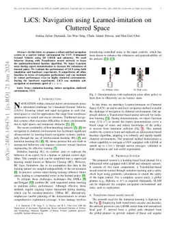 LiCS: Navigation using Learned-imitation on Cluttered Space