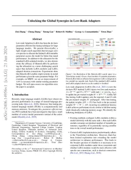 Unlocking the Global Synergies in Low-Rank Adapters
