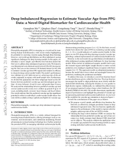 Deep Imbalanced Regression to Estimate Vascular Age from PPG Data: a
  Novel Digital Biomarker for Cardiovascular Health