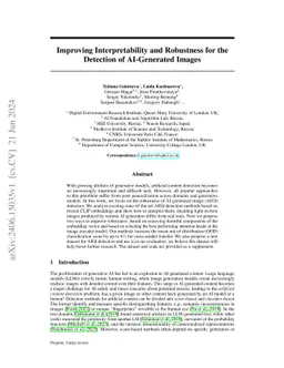 Improving Interpretability and Robustness for the Detection of
  AI-Generated Images