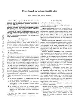 Cross-lingual paraphrase identification