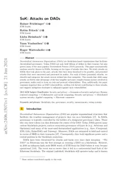 SoK: Attacks on DAOs