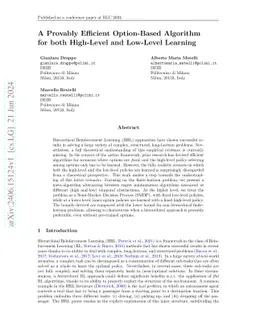 A Provably Efficient Option-Based Algorithm for both High-Level and Low-Level Learning
