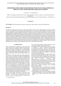 High Resolution Surface Reconstruction of Cultural Heritage Objects
  Using Shape from Polarization Method